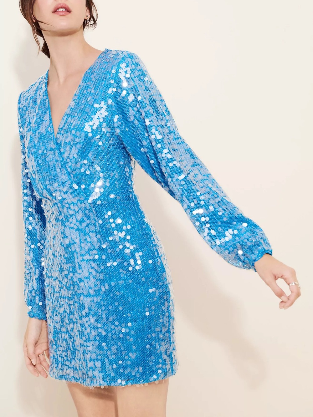 SAYLOR RINA BLUE SEQUIN MINI DRESS SMALL